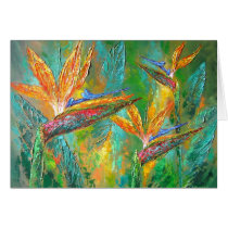 Tropical Flowers Birds Of Paradise Painting