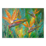 Tropical Flowers Birds Of Paradise Painting cards