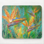 Tropical Flowers Birds Of Paradise Painting Mouse Pad