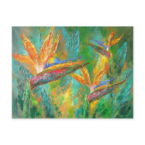 Tropical Flowers Birds Of Paradise Painting