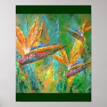 Tropical Flowers Birds Of Paradise Painting