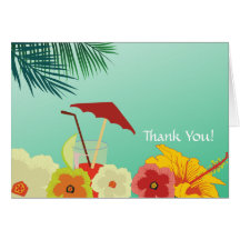 Tropical Flowers Bridal Shower Thank You Card
