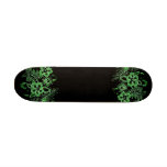 Tropical Flowers Pattern Green & Black Skate Board