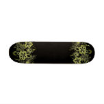Tropical Flowers Pattern Yellow & Black Skate Boards