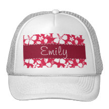 Tropical Fuschia Floral Pattern Hats