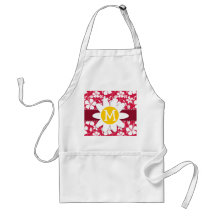 Tropical Fuschia Hibiscus; Daisy Apron
