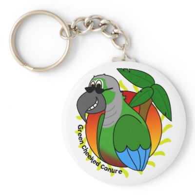 Tropical Green Cheeked Conure Keychain by MenagerieMayhem