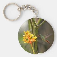 Tropical Hummingbird and Flower Keychains