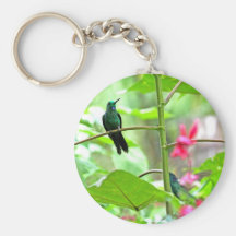 Tropical Hummingbird and Flowers Key Chain