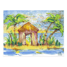 Tropical Hut Pop Art Postcards