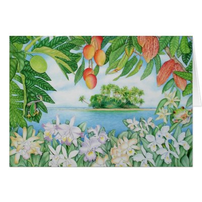 Tropical Island Greeting Cards by joeyartist