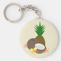 Tropical Keychain - Pineapple Coconut Hibiscus