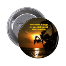 Tropical Luau Name Badge Pinback Buttons