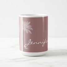 Tropical Mauve, Brown, & Green Stripes Mug
