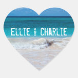 Tropical Ocean Beach Sand Heart Wedding Sticker stickers