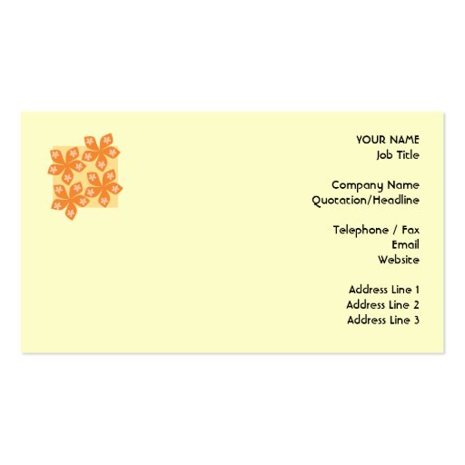 Tropical orange flowers on cream. Pretty. Business Cards