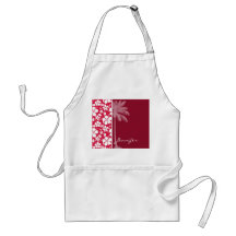 Tropical Palm; fuschia hibiscus Aprons