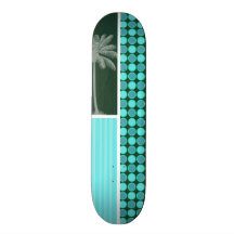 Tropical Palm; Green & Turquoise Polka Dot Skate Board Decks