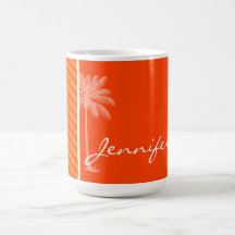Tropical Palm; Orange Stripes Coffee Mug