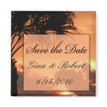 Tropical palm tree save the date magnets