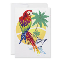 Tropical Paradise with Macaw and Cruise Ship
