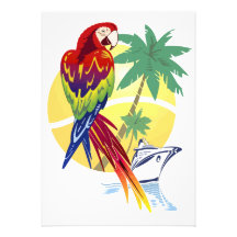 Tropical Paradise with Macaw and Cruise Ship Announcement