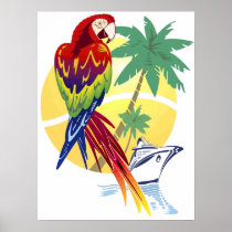 Tropical Paradise with Macaw and Cruise Ship