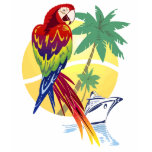 Tropical Paradise with Macaw and Cruise Ship t-shirts