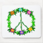 Tropical Peace Sign with Hibiscus Flowers mousepads