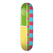 Tropical Pink, Blue, Green, & Yellow Skate Deck