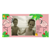 Tropical Pink Christmas/ Photo Greeting Card