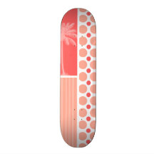 Tropical Pink & Coral Polka Dots Skateboard Deck