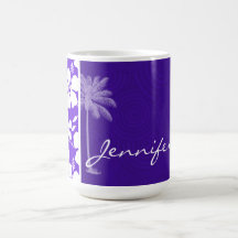 Tropical Purple Hibiscus Mugs
