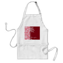 Tropical Red Damask Apron