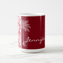 Tropical Red Damask Mugs
