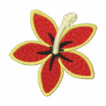 Tropical red hibiscus women's embroidered jacket