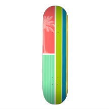 Tropical Salmon Pink & Seafoam Green Skateboard