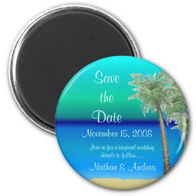 Tropical Save the Date Fridge Magnets by sharpcreations