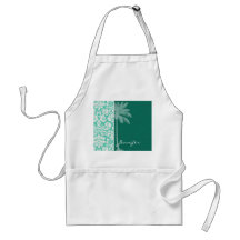 Tropical Seafoam Green Damask Apron