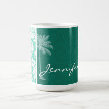 Tropical Seafoam Green Damask Mug