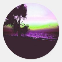 Tropical Sunset Round Stickers