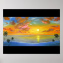 Tropical Sunset View Seascape Landscape Painting posters