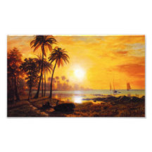 Tropical Sunset with Fishing Boats Sunset Photo Print