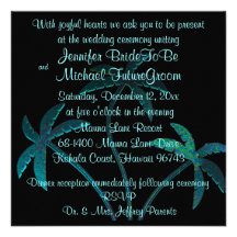 Tropical Turquoise Palm Tree Wedding Invites