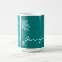 Tropical Turquoise Squares Coffee Mugs