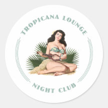 Tropicana Night Club 1 Tropicana Lounge Hula Girl Round Sticker