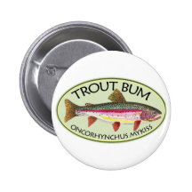 Trout Bum Fishing Pinback Button