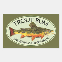 Trout Bum Fishing Rectangular Stickers