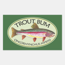 Trout Bum Fishing Rectangular Stickers
