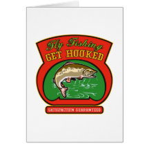 trout fish jumping fly fishing card